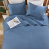 image:image100 Cotton Queen Beige Quilt 3 Piece Striped Quilted Bedding  Soft Lightweight Bedspreads Coverlets Set with 2 Pillow Shams All Season Use Soild Bedding for Bedroom Guest Room 90x96Gridnavy