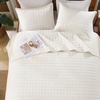 image:image100 Cotton Queen Beige Quilt 3 Piece Striped Quilted Bedding  Soft Lightweight Bedspreads Coverlets Set with 2 Pillow Shams All Season Use Soild Bedding for Bedroom Guest Room 90x96Squareivory