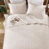 image:image100 Cotton Queen Beige Quilt 3 Piece Striped Quilted Bedding  Soft Lightweight Bedspreads Coverlets Set with 2 Pillow Shams All Season Use Soild Bedding for Bedroom Guest Room 90x96Gridbeige