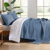 image:image100 Cotton Queen Beige Quilt 3 Piece Striped Quilted Bedding  Soft Lightweight Bedspreads Coverlets Set with 2 Pillow Shams All Season Use Soild Bedding for Bedroom Guest Room 90x96Squarenavy