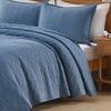 image:image100 Cotton Queen Beige Quilt 3 Piece Striped Quilted Bedding  Soft Lightweight Bedspreads Coverlets Set with 2 Pillow Shams All Season Use Soild Bedding for Bedroom Guest Room 90x96Gridnavy