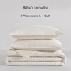 image:image100 Cotton Queen Beige Quilt 3 Piece Striped Quilted Bedding  Soft Lightweight Bedspreads Coverlets Set with 2 Pillow Shams All Season Use Soild Bedding for Bedroom Guest Room 90x96Stripeivory