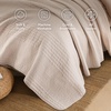 image:image100 Cotton Queen Beige Quilt 3 Piece Striped Quilted Bedding  Soft Lightweight Bedspreads Coverlets Set with 2 Pillow Shams All Season Use Soild Bedding for Bedroom Guest Room 90x96Widstitchoatmeal