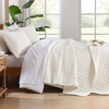 image:image100 Cotton Queen Beige Quilt 3 Piece Striped Quilted Bedding  Soft Lightweight Bedspreads Coverlets Set with 2 Pillow Shams All Season Use Soild Bedding for Bedroom Guest Room 90x96Squareivory