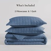 image:image100 Cotton Queen Beige Quilt 3 Piece Striped Quilted Bedding  Soft Lightweight Bedspreads Coverlets Set with 2 Pillow Shams All Season Use Soild Bedding for Bedroom Guest Room 90x96Squarenavy