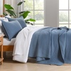 image:image100 Cotton Queen Beige Quilt 3 Piece Striped Quilted Bedding  Soft Lightweight Bedspreads Coverlets Set with 2 Pillow Shams All Season Use Soild Bedding for Bedroom Guest Room 90x96Widstitchnavy