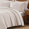 image:image100 Cotton Queen Beige Quilt 3 Piece Striped Quilted Bedding  Soft Lightweight Bedspreads Coverlets Set with 2 Pillow Shams All Season Use Soild Bedding for Bedroom Guest Room 90x96Stripebeige