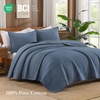 image:image100 Cotton Queen Beige Quilt 3 Piece Striped Quilted Bedding  Soft Lightweight Bedspreads Coverlets Set with 2 Pillow Shams All Season Use Soild Bedding for Bedroom Guest Room 90x96Widstitchnavy
