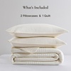image:image100 Cotton Queen Beige Quilt 3 Piece Striped Quilted Bedding  Soft Lightweight Bedspreads Coverlets Set with 2 Pillow Shams All Season Use Soild Bedding for Bedroom Guest Room 90x96Widstitchivory