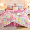 image:imageAndency Faux Fur TieDyed Dark Grey Comforter King Size 3 Pieces Fluffy Fuzzy Plush Bedding Comforter Set 1 Shaggy Velvet Comforter amp 2 Pillowcases Soft Puffy Comfy Down Comforter Bedding Set15  Tiedyed Rainbow