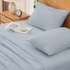 image:imageAndency Solid Natural Beige Queen Size Soft Cotton Linen Blend Sheets Set10  Solid Sky Blue