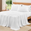 image:imageAndency Solid Natural Beige Queen Size Soft Cotton Linen Blend Sheets Set11  Solid White