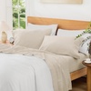 image:imageAndency Solid Natural Beige Queen Size Soft Cotton Linen Blend Sheets Set12  Solid Natural Beige
