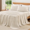 image:imageAndency Solid Natural Beige Queen Size Soft Cotton Linen Blend Sheets Set12  Solid Natural Beige