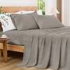 image:imageAndency Solid Natural Beige Queen Size Soft Cotton Linen Blend Sheets Set06  Solid Dark Grey