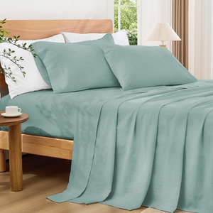 image:imageAndency Solid Natural Beige Queen Size Soft Cotton Linen Blend Sheets Set07  Solid Teal