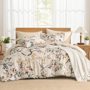 image:imageAndency 7 Piece Floral Comforter Set Queen Size Bed in a Bag BlueBeige