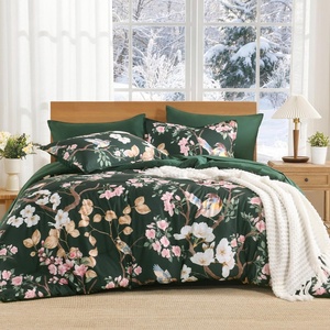 image:imageAndency 7 Piece Floral Comforter Set Queen Size Bed in a Bag BlueEmerald Green