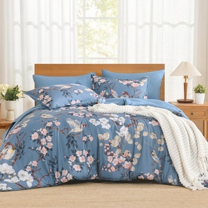 image:imageAndency 7 Piece Floral Comforter Set Queen Size Bed in a Bag BlueGrayish Blue